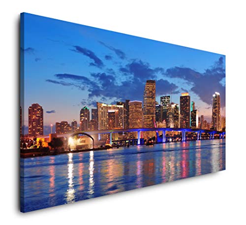 Paul Sinus Art Miami Skyline 120x 60cm Panorama Leinwand Bild XXL Format Wandbilder Wohnzimmer Wohnung Deko Kunstdrucke von Paul Sinus Art