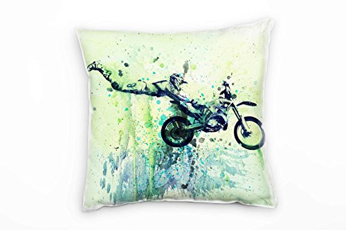 Paul Sinus Art Motocross Jumps Deko Kissen Bezug 40x40cm für Couch Sofa Lounge Zierkissen - Dekoration zum Wohlfühlen von Paul Sinus Art