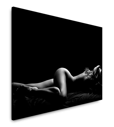 Paul Sinus Art Nackte Frau im Bett 180 x 120 cm Inspirierende Fotokunst in Museums-Qualität für Ihr Zuhause als Wandbild auf Leinwand in XXL Format von Paul Sinus Art