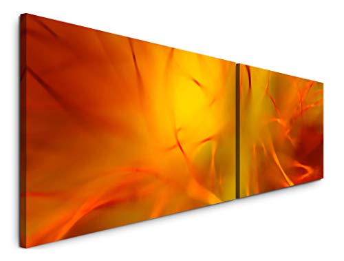 Paul Sinus Art Nahaufnahme orange Blüte 180x50cm - 2 Wandbilder je 50x90cm - Kunstdrucke - Wandbild - Leinwandbilder fertig auf Rahmen von Paul Sinus Art