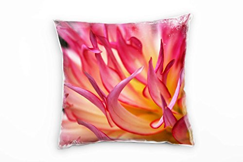 Paul Sinus Art Natur, Macro, Blumen, rosa, orange, Dahlie, Detail Deko Kissen 40x40cm für Couch Sofa Lounge Zierkissen - Dekoration zum Wohlfühlen von Paul Sinus Art