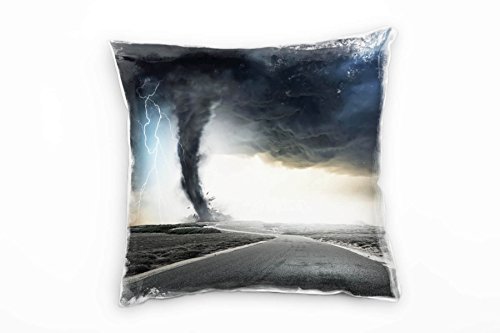 Paul Sinus Art Natur, Unwetter, Tornado, Blitze, grau, blau Deko Kissen 40x40cm für Couch Sofa Lounge Zierkissen - Dekoration zum Wohlfühlen von Paul Sinus Art