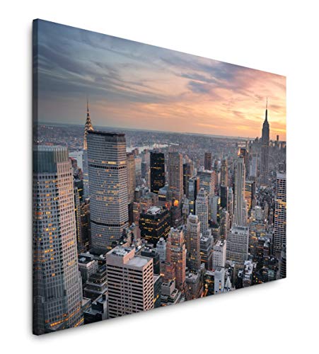 Paul Sinus Art New York Skyline 150 x 100 cm Inspirierende Fotokunst in Museums-Qualität für Ihr Zuhause als Wandbild auf Leinwand in XXL Format von Paul Sinus Art