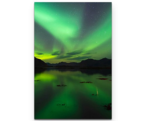 Paul Sinus Art Nordlichter – Grüntöne - Leinwandbild 90x60cm von Paul Sinus Art