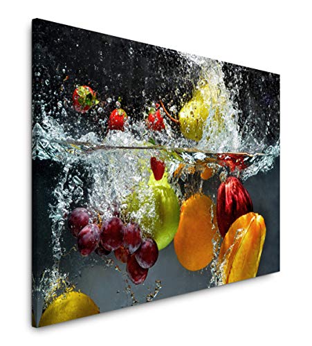 Paul Sinus Art Obst und Gemüse in Wasser 150 x 100 cm Inspirierende Fotokunst in Museums-Qualität für Ihr Zuhause als Wandbild auf Leinwand in XXL Format von Paul Sinus Art