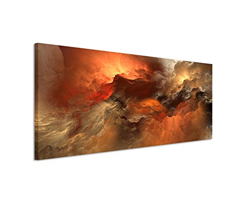 Paul Sinus Art Panorama Fotoleinwand 120x40cm Orange Grauer Wolkenhimmel auf Leinwand Exklusives Wandbild Moderne Fotografie für ihre Wand in vielen Größen von Paul Sinus Art