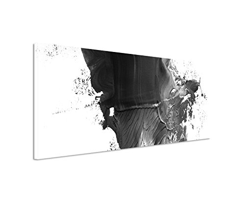 Paul Sinus Art Panoramabild 150x50cm Abstraktes Gemälde – Schwarz auf Leinwand Exklusives Wandbild Moderne Fotografie für ihre Wand in vielen Größen von Paul Sinus Art