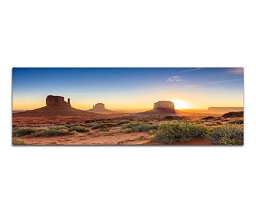 Paul Sinus Art Panoramabild XXL auf Leinwand und Keilrahmen 180x70cm USA Monument Valley Felsen Abendsonne von Paul Sinus Art