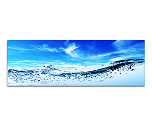 Paul Sinus Art Panoramabild XXL auf Leinwand und Keilrahmen 180x70cm Wasser Welle Blasen Himmel Wolkenschleier von Paul Sinus Art