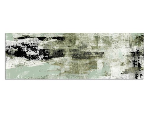 Paul Sinus Art Panoramabild auf Leinwand und Keilrahmen 120x40cm Kunstmalerei abstrakt beige grün von Paul Sinus Art