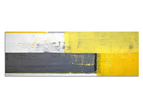 Paul Sinus Art Panoramabild auf Leinwand und Keilrahmen 120x40cm Kunstmalerei abstrakt gelb grau von Paul Sinus Art