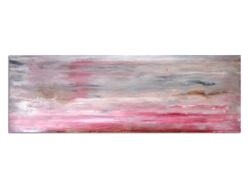 Paul Sinus Art Panoramabild auf Leinwand und Keilrahmen 120x40cm Kunstmalerei rot beige abstrakt von Paul Sinus Art