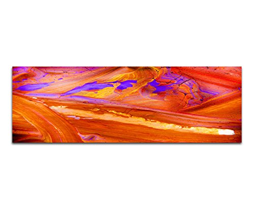 Paul Sinus Art Panoramabild auf Leinwand und Keilrahmen 120x40cm Malerei abstrakt orange lila von Paul Sinus Art