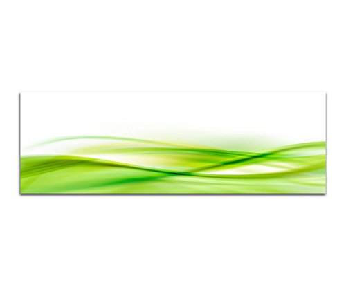 Paul Sinus Art Panoramabild auf Leinwand und Keilrahmen 150x50cm Farbe Welle grün abstrakt von Paul Sinus Art