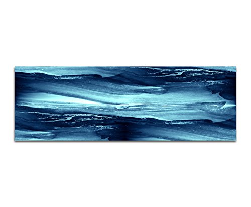 Paul Sinus Art Panoramabild auf Leinwand und Keilrahmen 150x50cm Handmalerei Wellen blau abstrakt von Paul Sinus Art