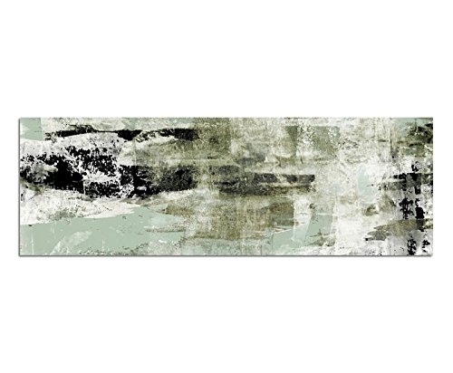 Paul Sinus Art Panoramabild auf Leinwand und Keilrahmen 150x50cm Kunstmalerei abstrakt beige grün von Paul Sinus Art