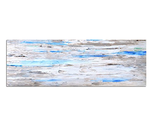 Paul Sinus Art Panoramabild auf Leinwand und Keilrahmen 150x50cm Kunstmalerei braun blau abstrakt von Paul Sinus Art