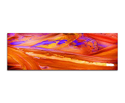 Paul Sinus Art Panoramabild auf Leinwand und Keilrahmen 150x50cm Malerei abstrakt orange lila von Paul Sinus Art