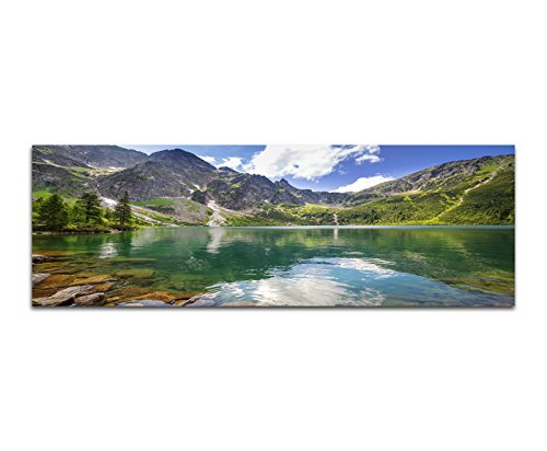 Paul Sinus Art Panoramabild auf Leinwand und Keilrahmen 150x50cm Polen Berge Bergsee Wolken Natur von Paul Sinus Art