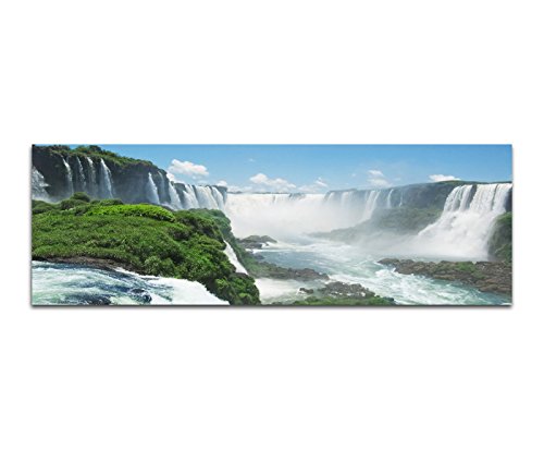Paul Sinus Art Panoramabild auf Leinwand und Keilrahmen 150x50cm Südamerika Wasserfälle Himmel Natur von Paul Sinus Art