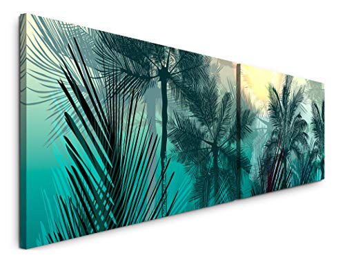 Paul Sinus Art Pflanzen und Palmen 180x50cm - 2 Wandbilder je 50x90cm - Kunstdrucke - Wandbild - Leinwandbilder fertig auf Rahmen von Paul Sinus Art