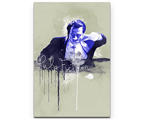 Paul Sinus Art Pulp Fiction John Travolta 90x60cm Splash Art Wandbild auf Leinwand blau von Paul Sinus Art