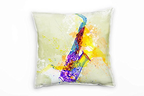 Paul Sinus Art Saxophon Deko Kissen Bezug 40x40cm für Couch Sofa Lounge Zierkissen - Dekoration zum Wohlfühlen von Paul Sinus Art