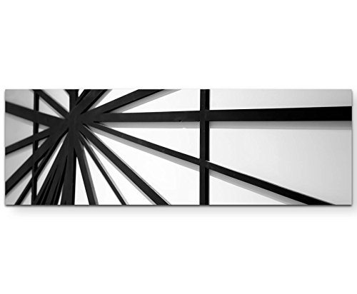 Paul Sinus Art Schwarze und weiße Linien auf weißer Wand - Panoramabild auf Leinwand in 150x50cm von Paul Sinus Art