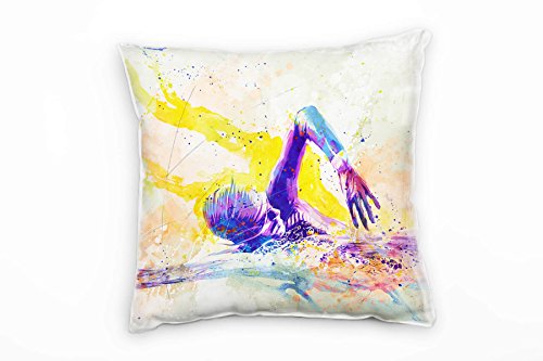 Paul Sinus Art Schwimmen III Deko Kissen mit Füllung 40x40cm für Couch Sofa Lounge Zierkissen - Dekoration zum Wohlfühlen von Paul Sinus Art