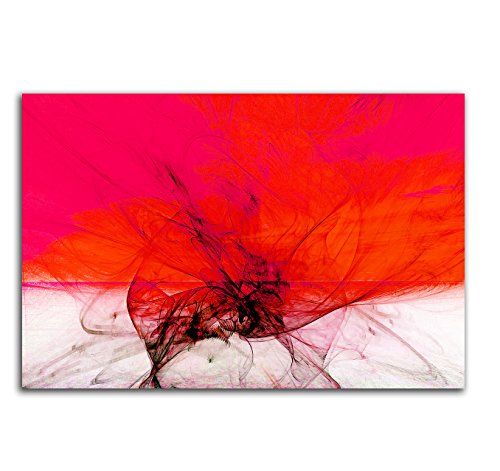 Paul Sinus Art Seitenwechsel - Abstrakt311_60x80cm Bild auf Leinwand weiß rot pink Abstraktes Motiv einteiliges Dekobild Kunstdruck auf Keilrahmen von Paul Sinus Art
