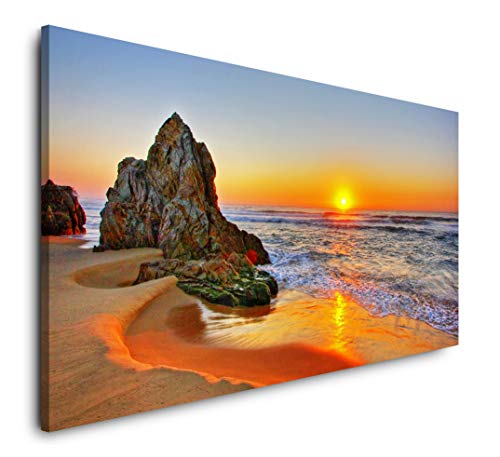 Paul Sinus Art Sonnenaufgang am Strand 120x 60cm Panorama Leinwand Bild XXL Format Wandbilder Wohnzimmer Wohnung Deko Kunstdrucke von Paul Sinus Art