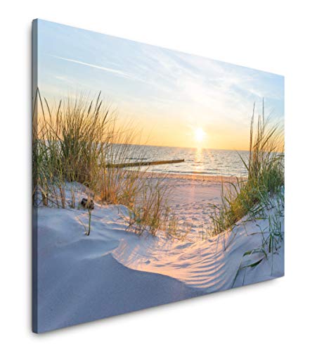 Paul Sinus Art Sonnenuntergang an der Ostsee 150 x 100 cm Inspirierende Fotokunst in Museums-Qualität für Ihr Zuhause als Wandbild auf Leinwand in XXL Format von Paul Sinus Art