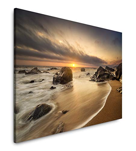 Paul Sinus Art Strand Landschaft 180 x 120 cm Inspirierende Fotokunst in Museums-Qualität für Ihr Zuhause als Wandbild auf Leinwand in XXL Format von Paul Sinus Art