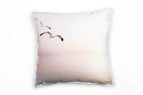 Paul Sinus Art Strand und Meer, rosa Wasser, Heller Himmel Deko Kissen 40x40cm für Couch Sofa Lounge Zierkissen - Dekoration zum Wohlfühlen von Paul Sinus Art