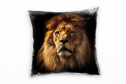 Paul Sinus Art Tiere, braun, schwarz, Löwe, Portrait, Afrika Deko Kissen 40x40cm für Couch Sofa Lounge Zierkissen - Dekoration zum Wohlfühlen von Paul Sinus Art