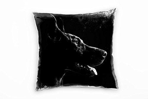Paul Sinus Art Tiere, Dobermann, Hund von der Seite, schwarz Deko Kissen 40x40cm für Couch Sofa Lounge Zierkissen - Dekoration zum Wohlfühlen von Paul Sinus Art