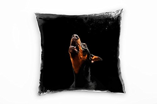Paul Sinus Art Tiere, Dobermann, schwarz, braun Deko Kissen 40x40cm für Couch Sofa Lounge Zierkissen - Dekoration zum Wohlfühlen von Paul Sinus Art