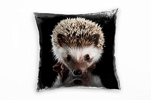 Paul Sinus Art Tiere, Kleiner Igel, Portrait, braun, schwarz Deko Kissen 40x40cm für Couch Sofa Lounge Zierkissen - Dekoration zum Wohlfühlen von Paul Sinus Art