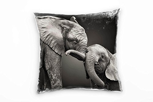 Paul Sinus Art Tiere, kuschelnde Elefant, grau Deko Kissen 40x40cm für Couch Sofa Lounge Zierkissen - Dekoration zum Wohlfühlen von Paul Sinus Art