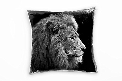 Paul Sinus Art Tiere, Löwe von der Seite, grau, schwarz Deko Kissen 40x40cm für Couch Sofa Lounge Zierkissen - Dekoration zum Wohlfühlen von Paul Sinus Art
