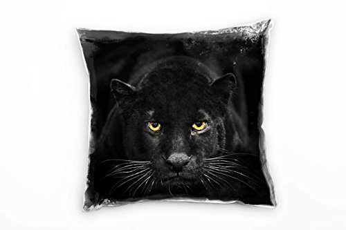 Paul Sinus Art Tiere, Panther, schwarz, gelb Deko Kissen 40x40cm für Couch Sofa Lounge Zierkissen - Dekoration zum Wohlfühlen von Paul Sinus Art