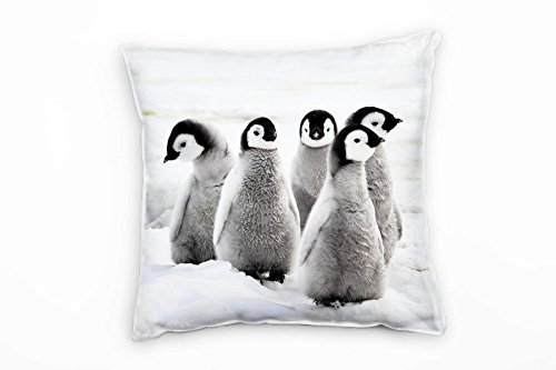 Paul Sinus Art Tiere, Pinguin Nachwuchs, Schnee, grau, schwarz Deko Kissen 40x40cm für Couch Sofa Lounge Zierkissen - Dekoration zum Wohlfühlen von Paul Sinus Art