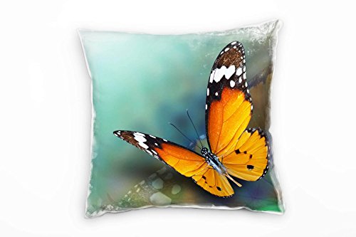 Paul Sinus Art Tiere, Schmetterling, Kleiner Monarch, orange Deko Kissen 40x40cm für Couch Sofa Lounge Zierkissen - Dekoration zum Wohlfühlen von Paul Sinus Art