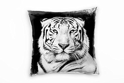 Paul Sinus Art Tiere, Tiger, Portrait, grau Deko Kissen 40x40cm für Couch Sofa Lounge Zierkissen - Dekoration zum Wohlfühlen von Paul Sinus Art