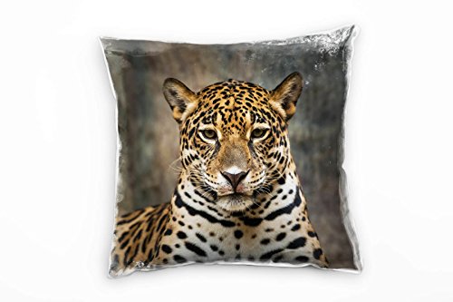 Paul Sinus Art Tiere, Tiger, braun, grau, beige, Hochauflösend Deko Kissen 40x40cm für Couch Sofa Lounge Zierkissen - Dekoration zum Wohlfühlen von Paul Sinus Art