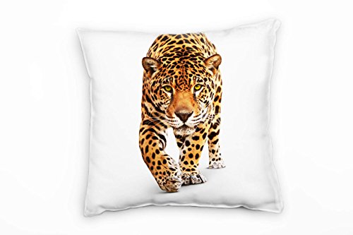 Paul Sinus Art Tiere, braun, weiß, Jaguar Deko Kissen 40x40cm für Couch Sofa Lounge Zierkissen - Dekoration zum Wohlfühlen von Paul Sinus Art