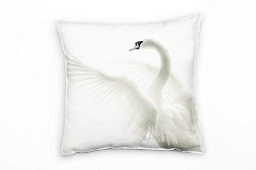 Paul Sinus Art Tiere, schwarz, weiß, Schwan auf dem Wasser Deko Kissen 40x40cm für Couch Sofa Lounge Zierkissen - Dekoration zum Wohlfühlen von Paul Sinus Art