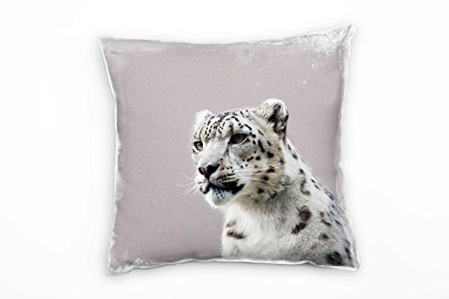 Paul Sinus Art Tiere, schwarz, weiß, junger Schneeleopard Deko Kissen 40x40cm für Couch Sofa Lounge Zierkissen - Dekoration zum Wohlfühlen von Paul Sinus Art