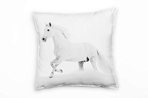 Paul Sinus Art Tiere, weiß, Pferd im Schnee Deko Kissen 40x40cm für Couch Sofa Lounge Zierkissen - Dekoration zum Wohlfühlen von Paul Sinus Art