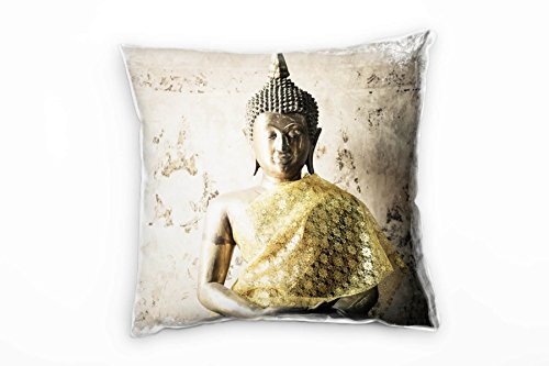 Paul Sinus Art Urban, braun, Gold, Buddha, Thailand Deko Kissen 40x40cm für Couch Sofa Lounge Zierkissen - Dekoration zum Wohlfühlen von Paul Sinus Art